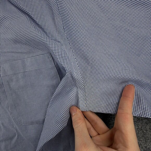 Peter Millar 16.5 Tall Blue Houndstooth Nanoluxe Easy Care Button Up Cotton - Picture 11 of 16